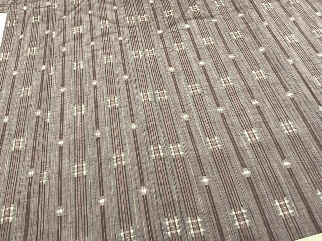 平和屋着物▽上質な紬 単衣 幾何学文様 正絹 逸品 AABD0225fy