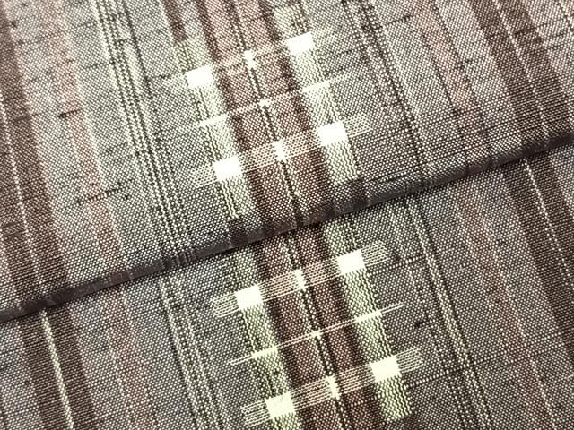 平和屋着物▽上質な紬 単衣 幾何学文様 正絹 逸品 AABD0225fy