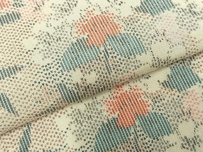 平和屋着物▽民芸紬 単衣 草花文 反端付き 正絹 逸品 未使用 AABD0226fy