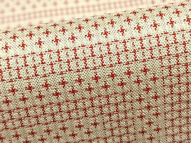 平和屋着物▽お召　単衣　色紙重ね文　十字絣　正絹　逸品　AABD0228fy