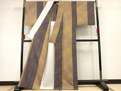 平和屋着物▽上質な紬 単衣 間道 暈し染め 正絹 逸品 AABD0229fy