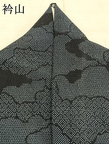 平和屋着物▽本塩沢　単衣　110亀甲　雲取り文　証紙付き　正絹　逸品　AABD0230fy