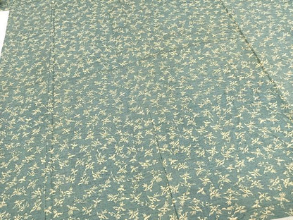 平和屋着物▽上質な紬 単衣 花鳥文 正絹 逸品 AABD0234fy