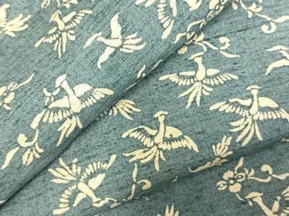平和屋着物▽上質な紬 単衣 花鳥文 正絹 逸品 AABD0234fy