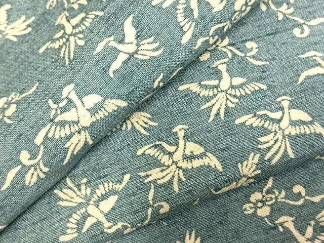 平和屋着物▽上質な紬 単衣 花鳥文 正絹 逸品 AABD0234fy
