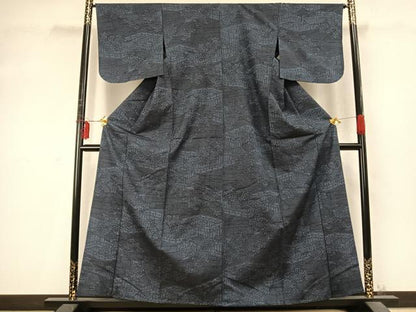 平和屋着物▽上質な紬 単衣 風景花文 正絹 逸品 AABD0237fy