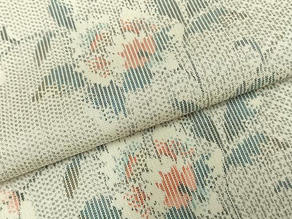 平和屋着物▽上質な紬 単衣 花唐草文 正絹 逸品 AABD0238fy