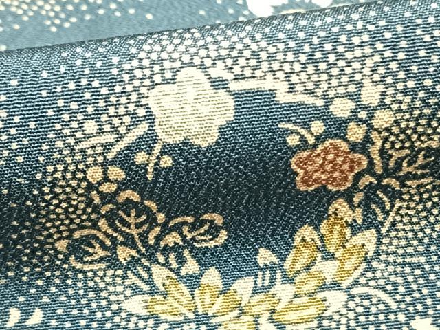 平和屋着物▽上質な小紋 単衣 扇面花唐草文 暈し染め 正絹 逸品 AABD0239fy
