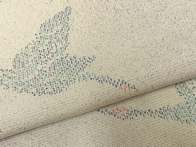 平和屋着物▽本塩沢 単衣 飛鳥文 正絹 逸品 AABD0243fy