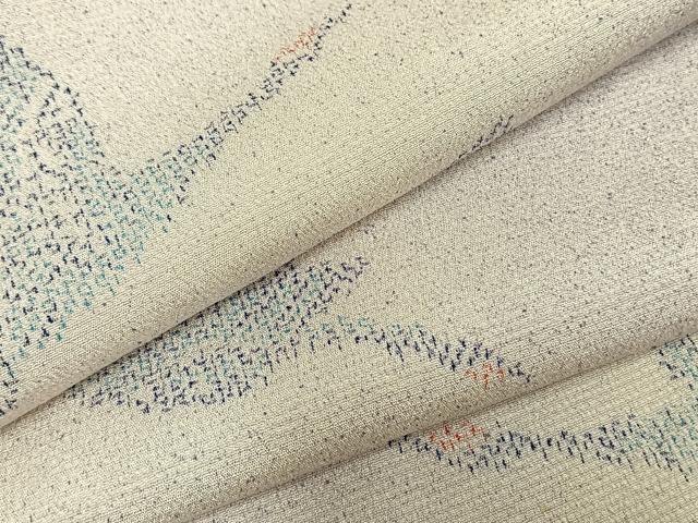 平和屋着物▽本塩沢 単衣 飛鳥文 正絹 逸品 AABD0243fy
