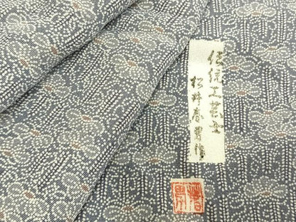 平和屋着物▽伝統工芸士 松井春男 江戸小紋 単衣 松 正絹 逸品 未使用 AABD0245fy