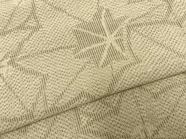 平和屋着物▽上質な紬 単衣 葉尽くし 正絹 逸品 未使用 AABD0247fy