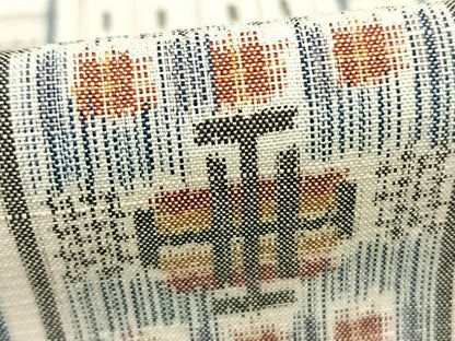 平和屋着物▽上質な紬 単衣 幾何学文様 まるやま扱い 正絹 逸品 未使用 AABD0249fy