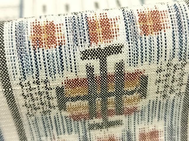 平和屋着物▽上質な紬 単衣 幾何学文様 まるやま扱い 正絹 逸品 未使用 AABD0249fy