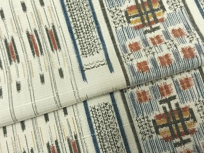 平和屋着物▽上質な紬 単衣 幾何学文様 まるやま扱い 正絹 逸品 未使用 AABD0249fy