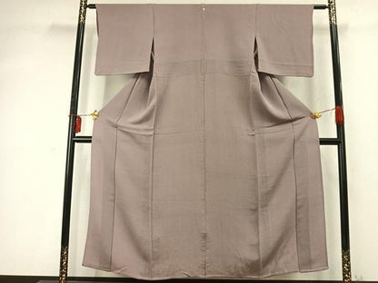 平和屋着物▽上質な色無地 単衣 鳩羽鼠色 鬼しぼ縮緬 正絹 逸品 AABD0251fy