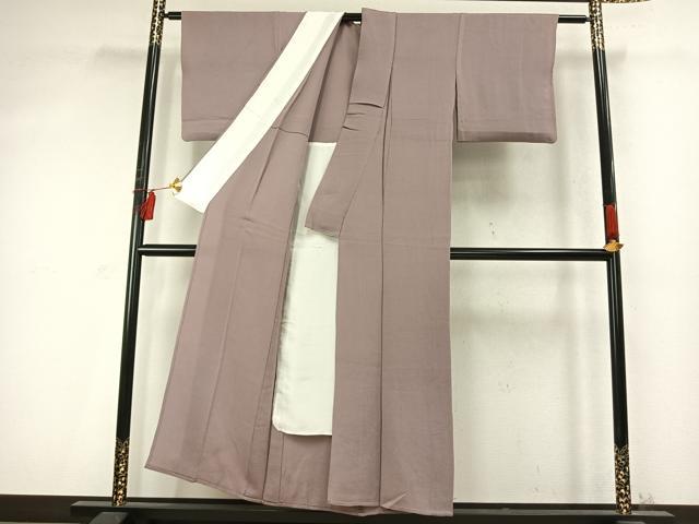 平和屋着物▽上質な色無地 単衣 鳩羽鼠色 鬼しぼ縮緬 正絹 逸品 AABD0251fy