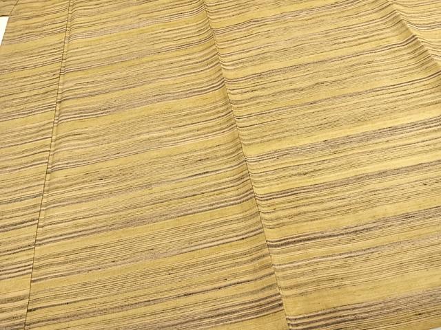 平和屋着物▽上質な紬 単衣 横縞 正絹 逸品 AABD0252fy