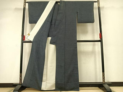 平和屋着物▽本塩沢 単衣 蚊絣 正絹 逸品 AABD0254fy