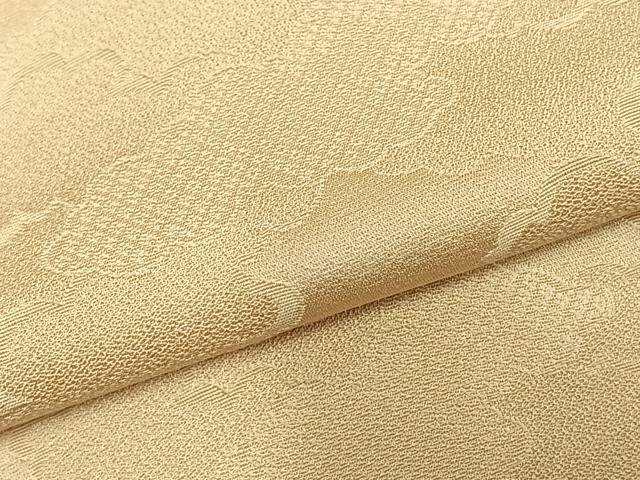 平和屋着物▽上質な色無地 単衣 雲取り地紋 蜂蜜色 正絹 逸品 AABD0255fy