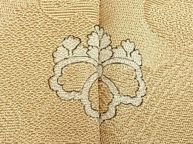 平和屋着物▽上質な色無地 単衣 雲取り地紋 蜂蜜色 正絹 逸品 AABD0255fy