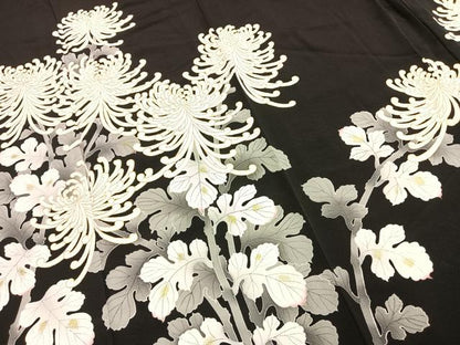 平和屋着物▽豪華黒留袖　単衣　作家物　草花文　暈し染め　金彩　正絹　逸品　AABD0256fy