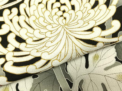 平和屋着物▽豪華黒留袖　単衣　作家物　草花文　暈し染め　金彩　正絹　逸品　AABD0256fy