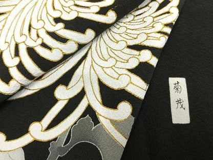 平和屋着物▽豪華黒留袖　単衣　作家物　草花文　暈し染め　金彩　正絹　逸品　AABD0256fy