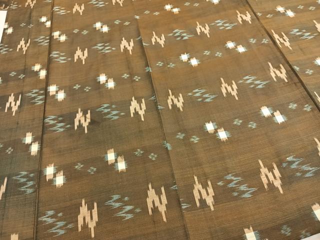 平和屋着物▽上質な紬 単衣 琉球絣 正絹 逸品 AABD0258fy