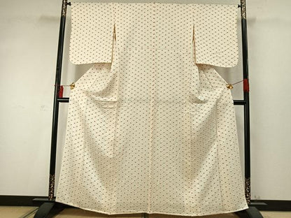 平和屋着物▽上質な小紋 単衣 絞り 麻の葉文様 正絹 逸品 AABD0259fy