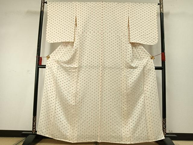 平和屋着物▽上質な小紋 単衣 絞り 麻の葉文様 正絹 逸品 AABD0259fy