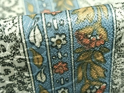 平和屋着物▽上質な小紋 単衣 花唐草間道 正絹 逸品 AABD0261fy