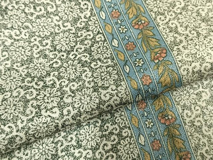 平和屋着物▽上質な小紋 単衣 花唐草間道 正絹 逸品 AABD0261fy