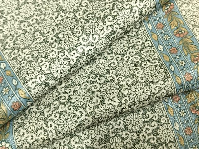 平和屋着物▽上質な小紋 単衣 花唐草間道 正絹 逸品 AABD0261fy