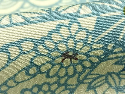 平和屋着物▽上質な小紋 単衣 藍 型染め 切嵌花文 正絹 逸品 AABD0262fy