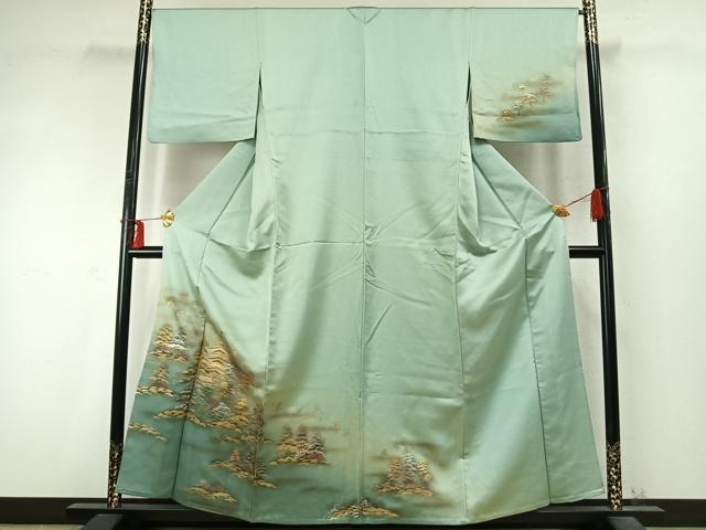 平和屋着物▽訪問着 単衣 風景文 暈し染め 金銀彩 正絹 逸品 AABD0263fy