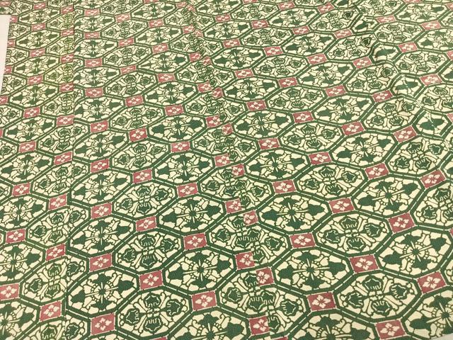 平和屋着物▽上質な小紋 単衣 型染め 亀甲文 鬼しぼ縮緬 正絹 逸品 AABD0265fy