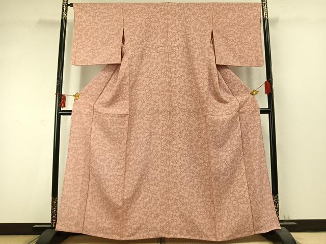 平和屋着物▽江戸小紋　単衣　花尽くし　丹後ちりめん　反端付き　正絹　逸品　AABD0266fy