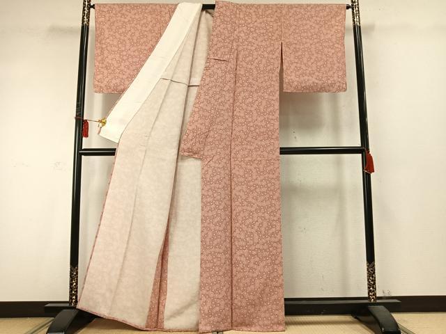 平和屋着物▽江戸小紋　単衣　花尽くし　丹後ちりめん　反端付き　正絹　逸品　AABD0266fy