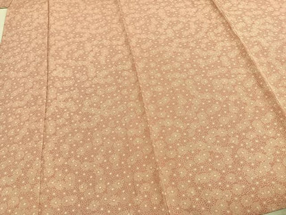 平和屋着物▽江戸小紋　単衣　花尽くし　丹後ちりめん　反端付き　正絹　逸品　AABD0266fy