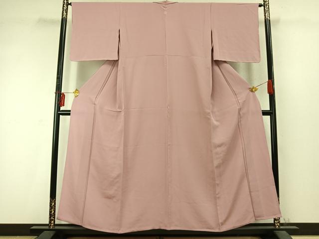 平和屋着物▽上質な色無地 単衣 石竹色 正絹 逸品 AABD0270fy