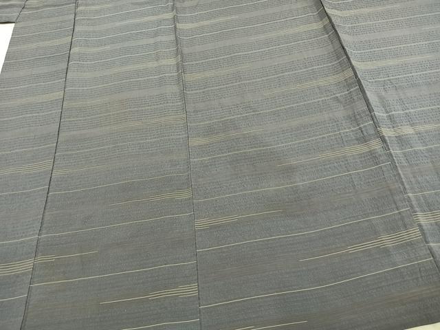 平和屋着物▽上質な小紋 単衣 横縞 正絹 逸品 AABD0273fy