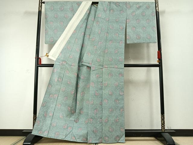 平和屋着物▽本場大島紬 単衣 有栖川文様 正絹 逸品 AABD0274fy