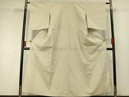平和屋着物▽本塩沢 単衣 110亀甲 七宝文 正絹 逸品 AABD0275fy