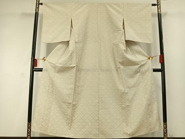 平和屋着物▽本塩沢 単衣 110亀甲 七宝文 正絹 逸品 AABD0275fy