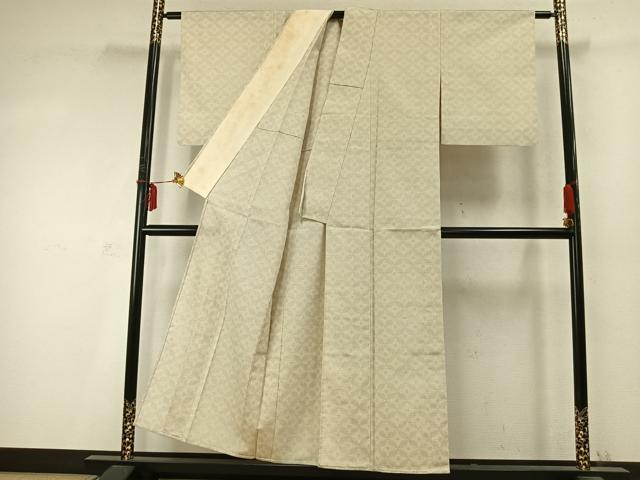 平和屋着物▽本塩沢 単衣 110亀甲 七宝文 正絹 逸品 AABD0275fy