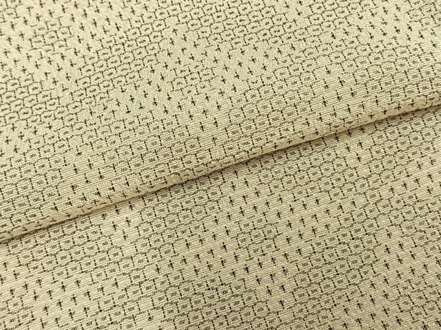平和屋着物▽本塩沢 単衣 110亀甲 七宝文 正絹 逸品 AABD0275fy