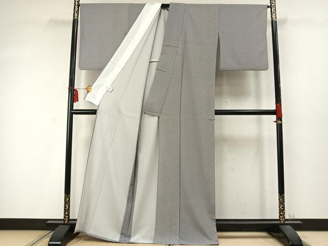 平和屋着物▽小紋 単衣 幾何学文様 さんび謹製 洗える着物 AABD0277fy
