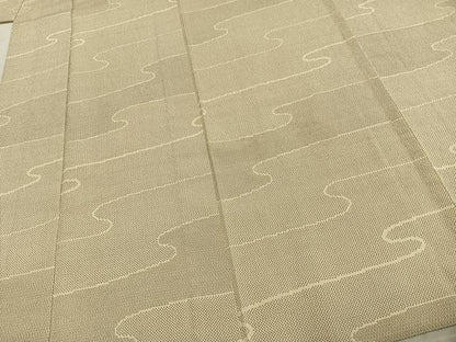 平和屋着物▽本塩沢 単衣 110亀甲 流水文 正絹 逸品 AABD0279fy