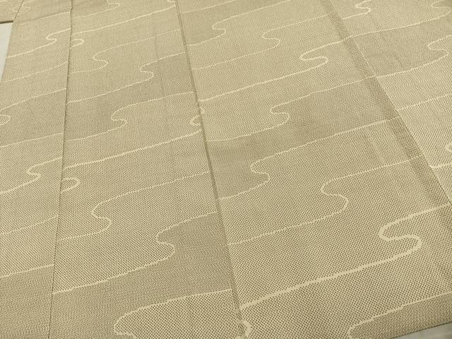 平和屋着物▽本塩沢 単衣 110亀甲 流水文 正絹 逸品 AABD0279fy